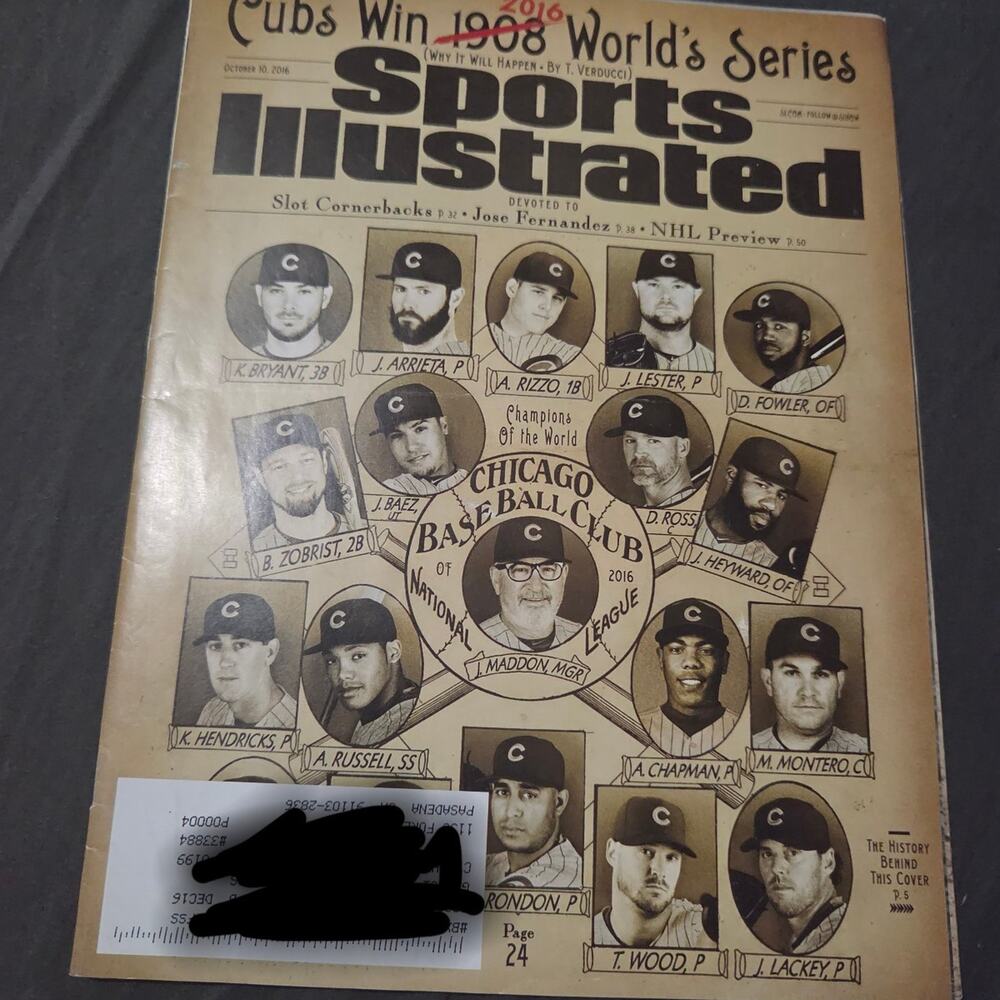 October 10, 2016 Chicago Cubs World Series Cover Sports Illustrated Magazine MLB